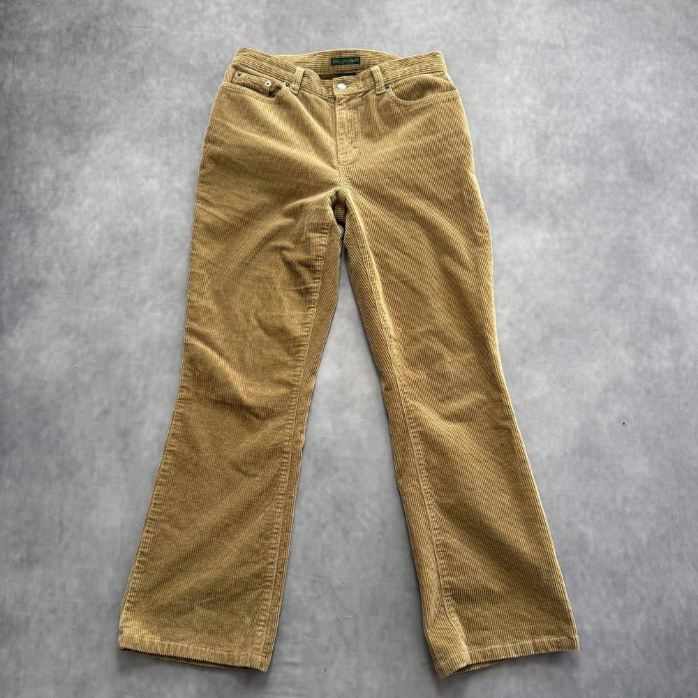 Lauren Ralph Lauren Corduroy Pants Womens 4 Tan Fair Flare 90s Mid Rise Cords